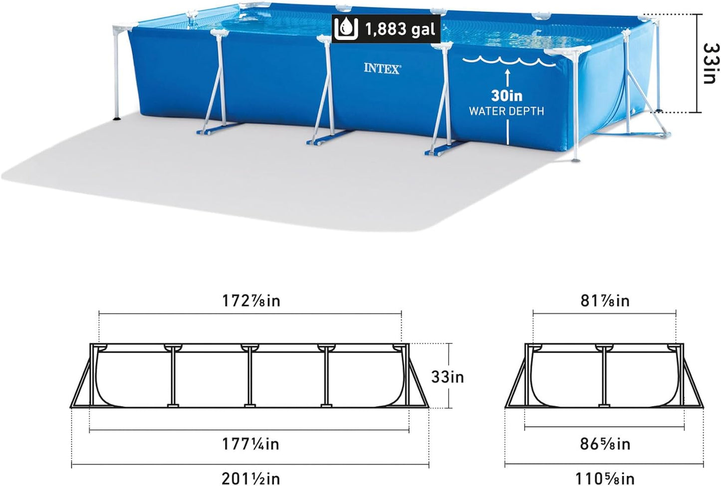 Rectangular Frame Pool - Aufstellpool - 450 X 220 X 84 Cm
