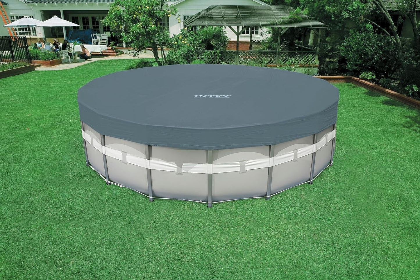 Intex 26324GN Ultra Rondo Frame Pool Set, 19156 L, Grau, Durchmesser 488 X 122 Cm